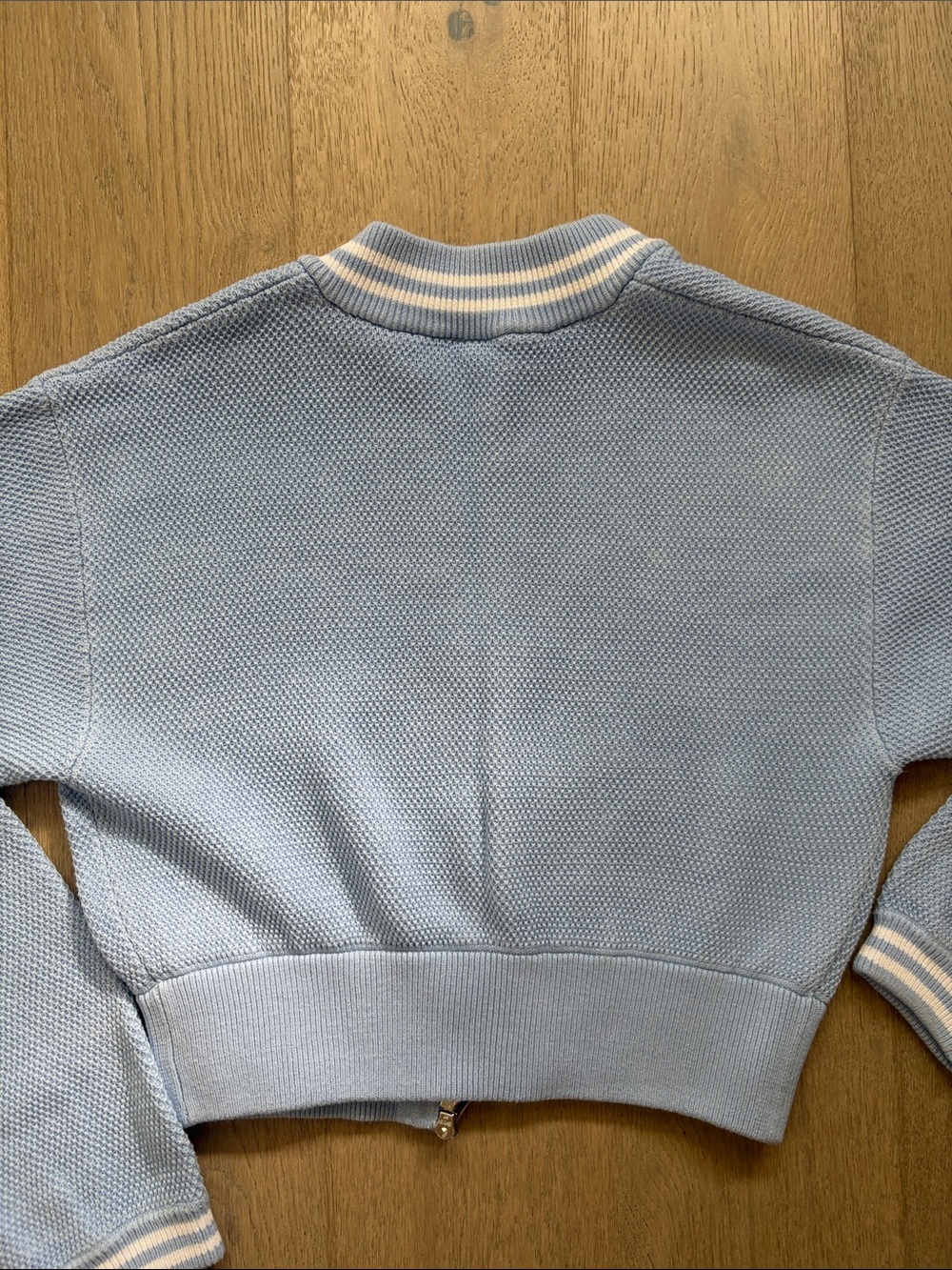 EUC alo tennis club sweater knit full zip jacket seashell blue/white small - Picture 11 of 14